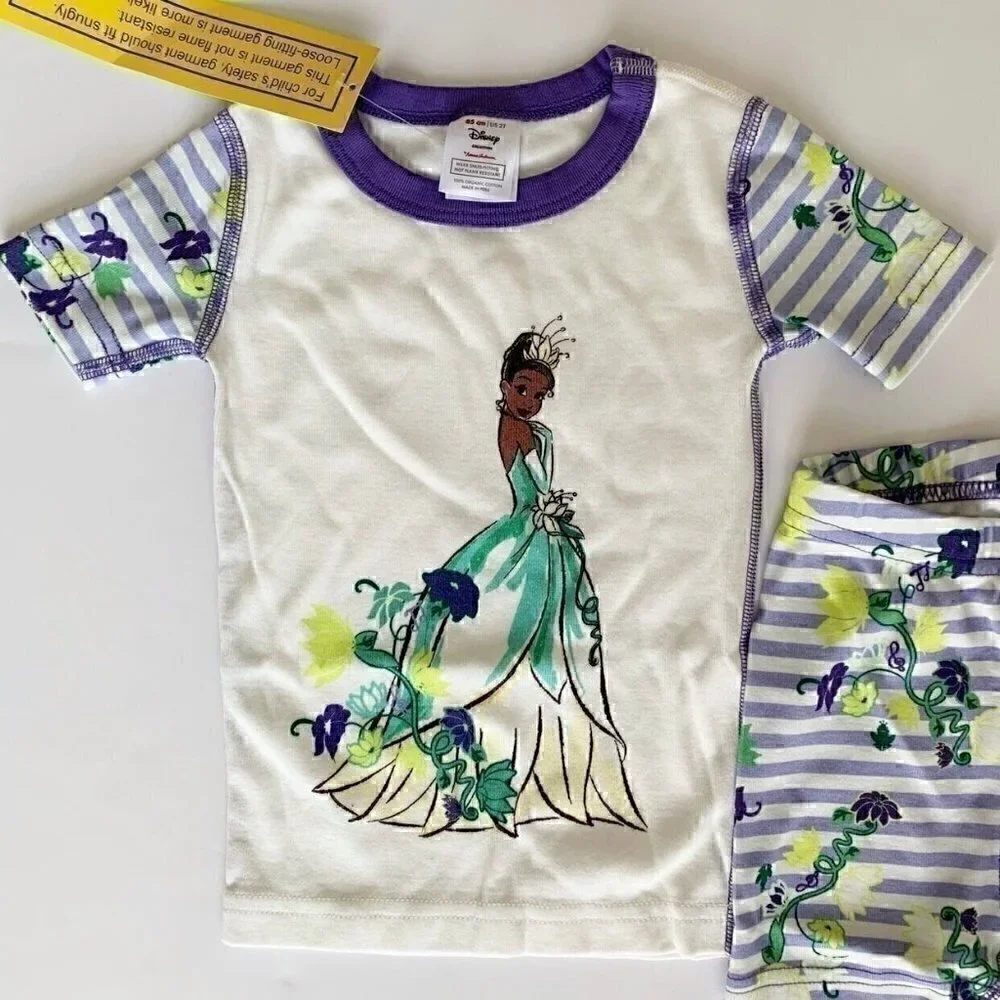NWT Hanna Andersson Disney Tiana Princess Short John Pajama Set 3T